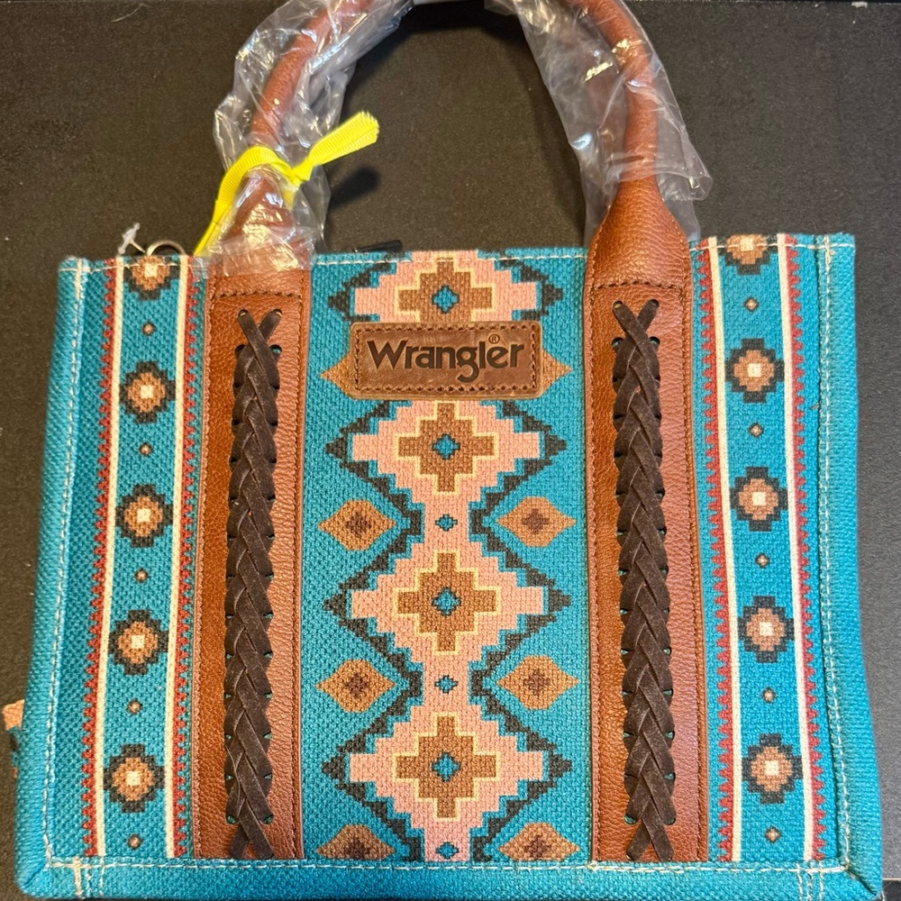 Wrangler Turquoise and Brown Tote Bag